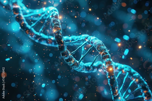 Biotechnology research on a molecular level samples under a microscope with digital analysis