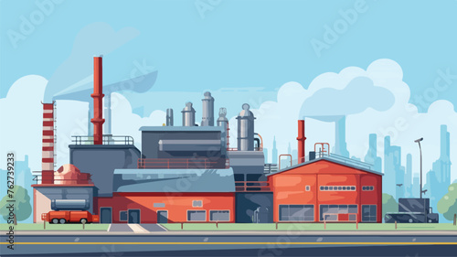 Background with industrial building. Urban manufact