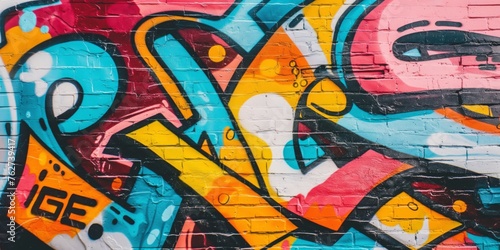 Vibrant graffiti showcasing abstract art on a brick wall