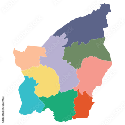 San Marino map. Map of San Marino in administrative provinces in multicolor