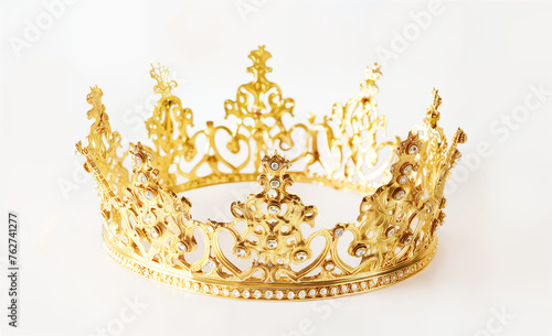 beautiful queen crown with diamonds isolated on white background. 