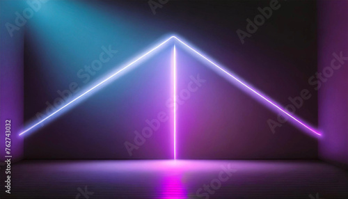 Colorful neon light illuminating a black wall.