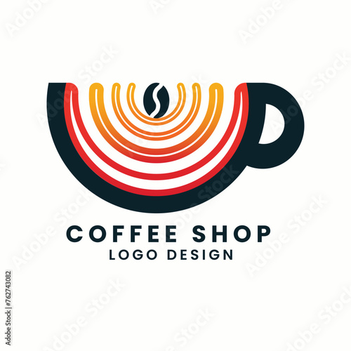 Coffee restaurant cafe burger fast food shop logo design vector template