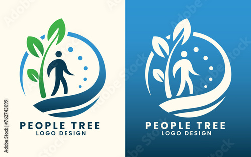 Natural green tree leaf organic vector logo design template
