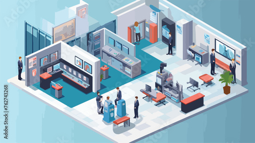 Bank services illustration in isometric view flat v