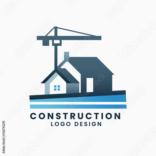Home house building construction work vector concept logo design template