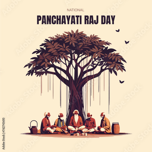 Panchayat raj day vector illustration 
