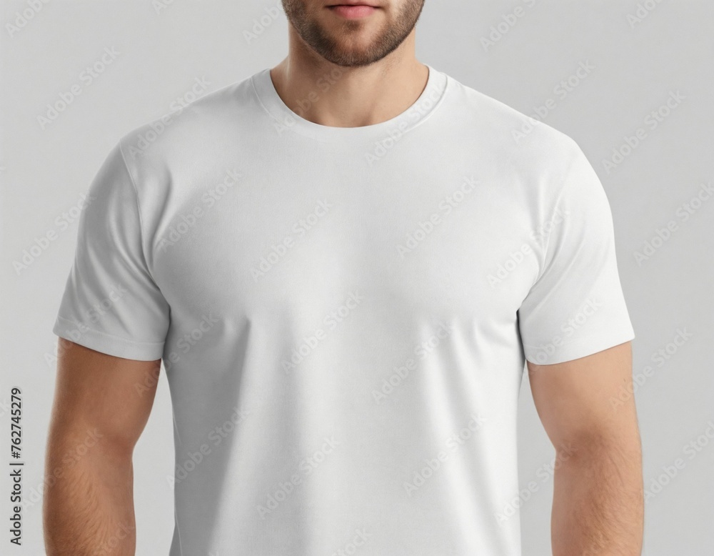 Obraz premium Photo of a man in a white T-shirt on a white background