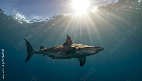 A Hammerhead Shark With Sunlight Filtering Through Upscaled 11