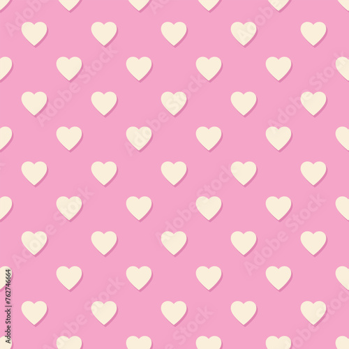 Heart seamless pattern  endless texture. Light yellow hearts on pink background  vector illustration. Valentine s Day Pattern. Anniversary  birthday design. Love  sweet moment  wedding design.