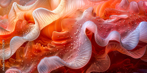 red sea anemone abstract colorful waves, colorful pattern that looks like a wavy cloth, background concept wallpaper 