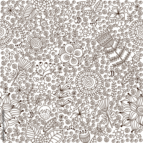 Hand draw seamless pattern floral elements. Arabic, oriental, indian motiv. Hand draw vector illustration