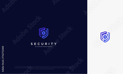 Security shield with icon technology logotype concept idea. Vector Design template element
