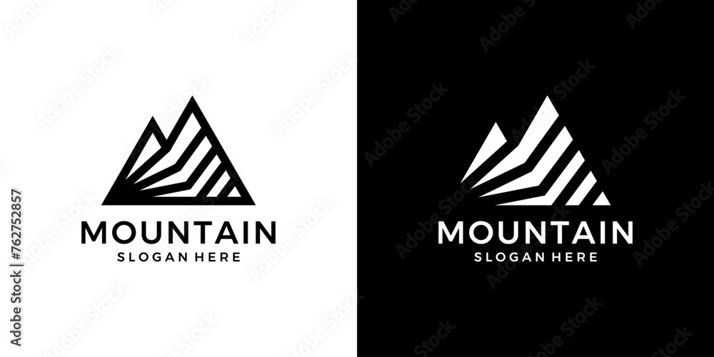 Abstract mountain concept logo design template. Peak logo design graphic vector. Symbol, icon, creative.