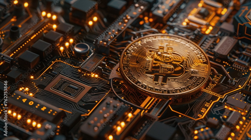 Bitcoin as shiny valuable golden coin Bitcoin as shiny valuable golden coin