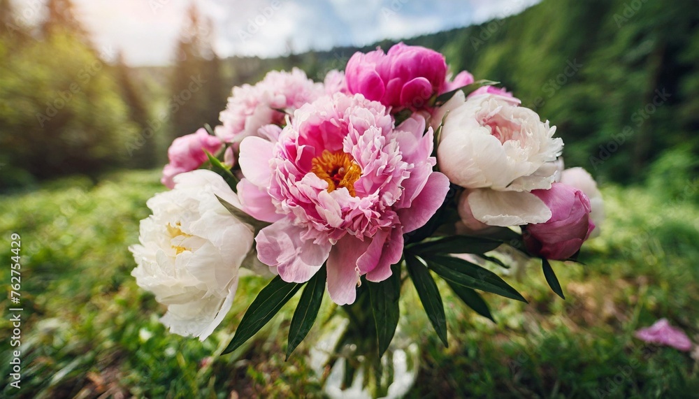 dreamy flower bouquet of pink natural peonies flowers spring and summer season bouquet dreamy flower bouquet of pink natural peonies flowers spring and summer season bouquet