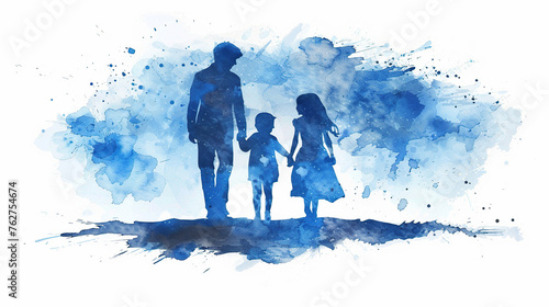 International Missing Children's Day. May 25. blue silhouettes of children . White background. Poster, banner, card, background., victims of enforced disappearances  photo