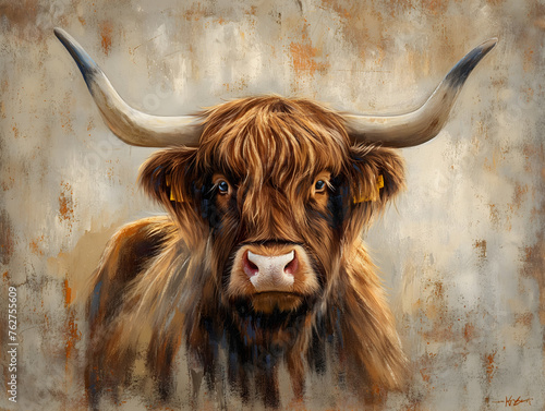 Pastellmalerei, Highland kuh, Illustration, heller Hintergrund