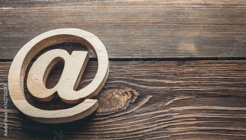 wooden letter with email sign