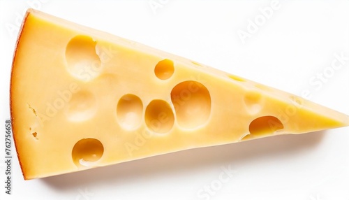 piece of cheese isolated on white background with clipping path top view flat lay