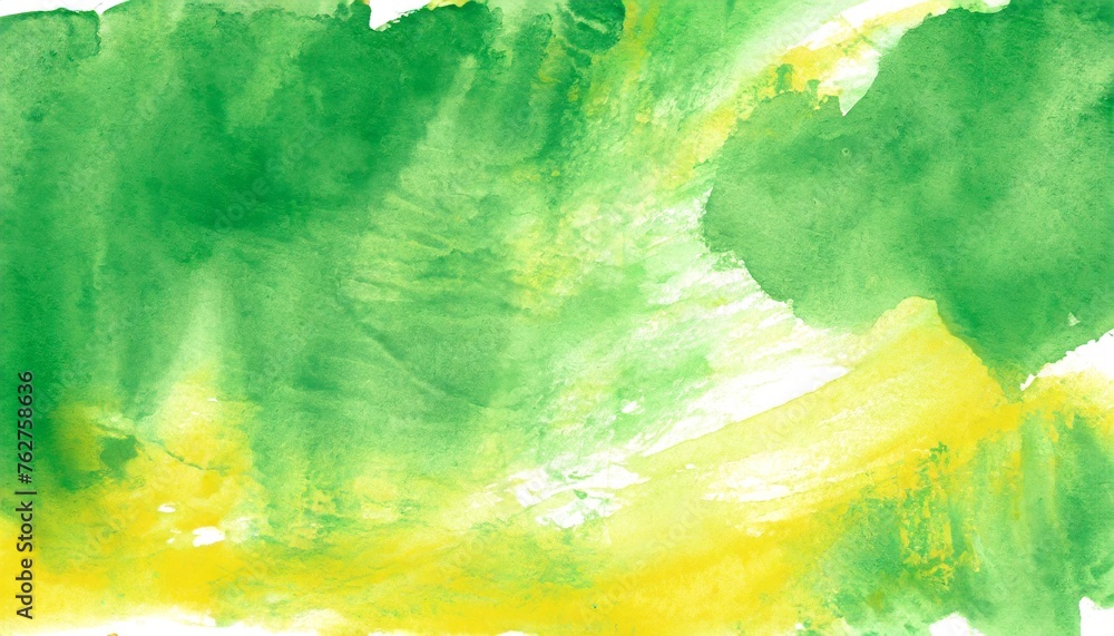 watercolor in green and yellow color for abstract and background