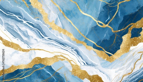 marble background abstract gold line texture sky blue and white
