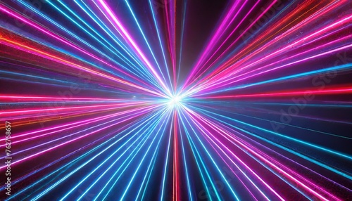 neon laser show with star beams laser abstract background blue pink lines moving outthe rays of the star scatter in different directions with bright lights in the center the rays from the middle