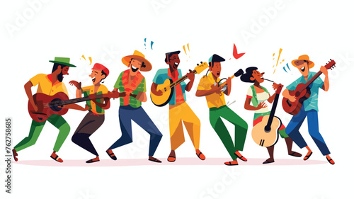 Brazilian carnival people dancing and playing music