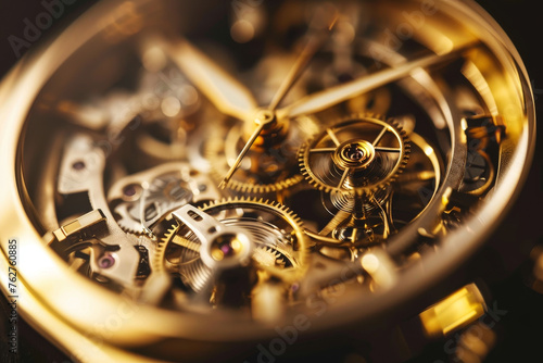 An abstract background featuring a close-up of a gold watch mechanism, its intricate details symbolizing precision and luxury