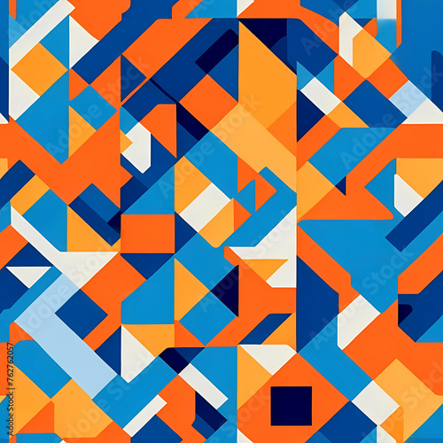 Abstract geometric seamless pattern blue orange
