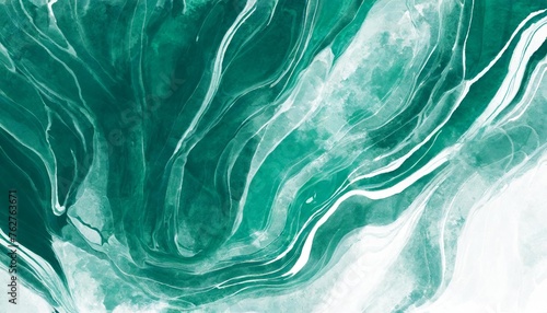 abstract watercolor paint background by deep teal color white and green with liquid fluid texture for backdrop