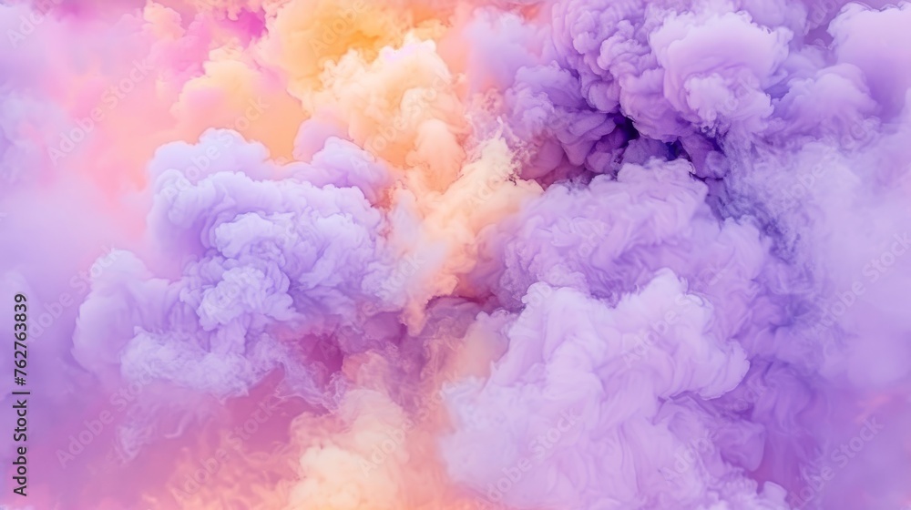 a very colorful cloud of smoke on a white background with a pink and yellow hue in the middle of the image.