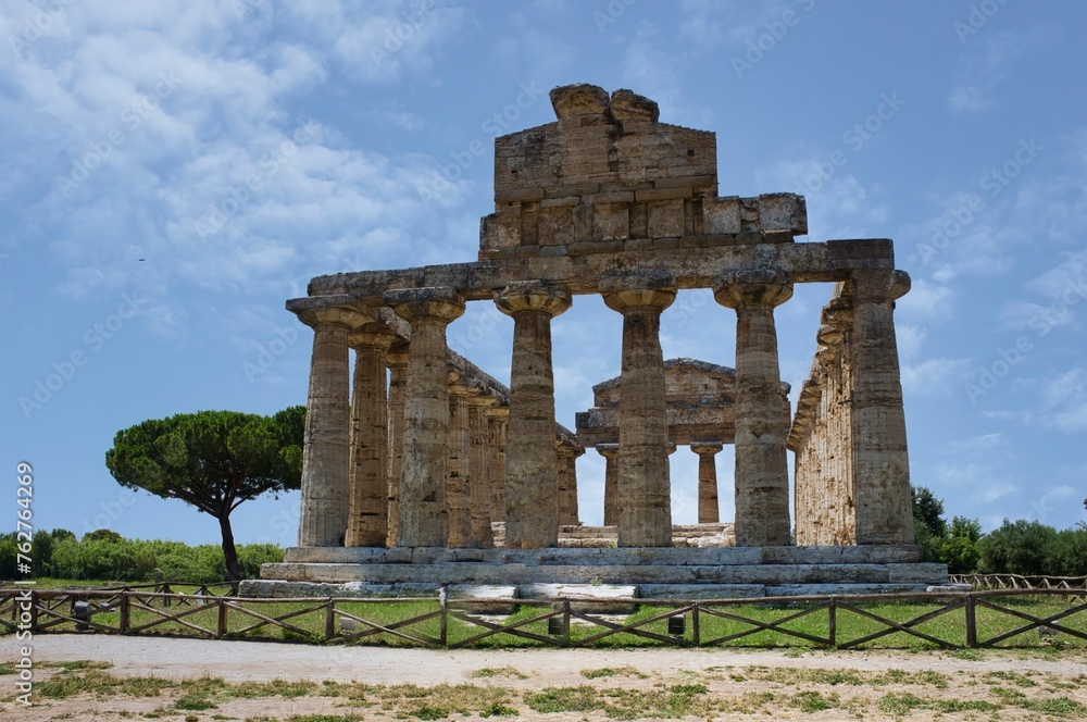 The Temple of Athena, is an ancient Greek temple in Paestum, Italy. It is one of the three temples that stand in the archaeological park of Paestum, which was once the ancient Greek city of Poseidonia The Temple of Athena, is an ancient Greek temple in Paestum, Italy. It is one of the three temples that stand in the archaeological park of Paestum, which was once the ancient Greek city of Poseidonia