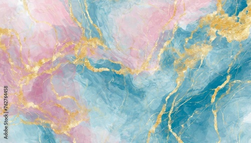 abstract watercolor paint background illustration web design soft blue pink pastel color waves and gold lines with liquid fluid marbled paper texture banner texture photo