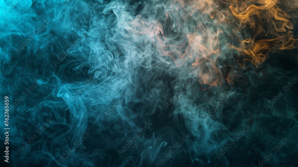 Blue and Yellow Background With Smoke
