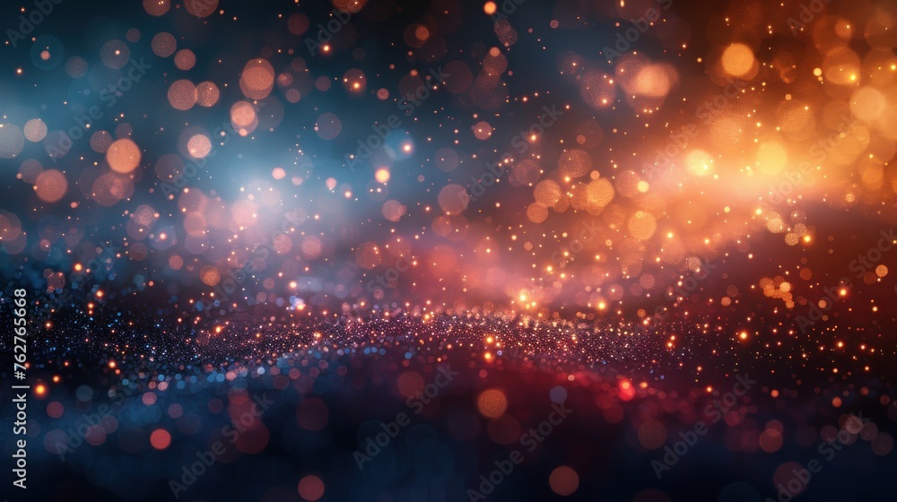 glittering bokeh shining from the center of a dark background