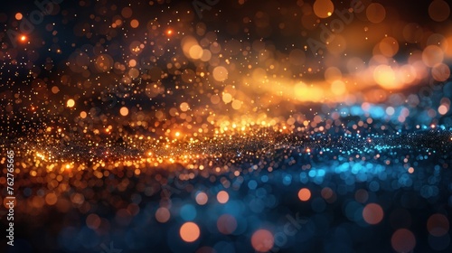 glittering bokeh shining from the center of a dark background