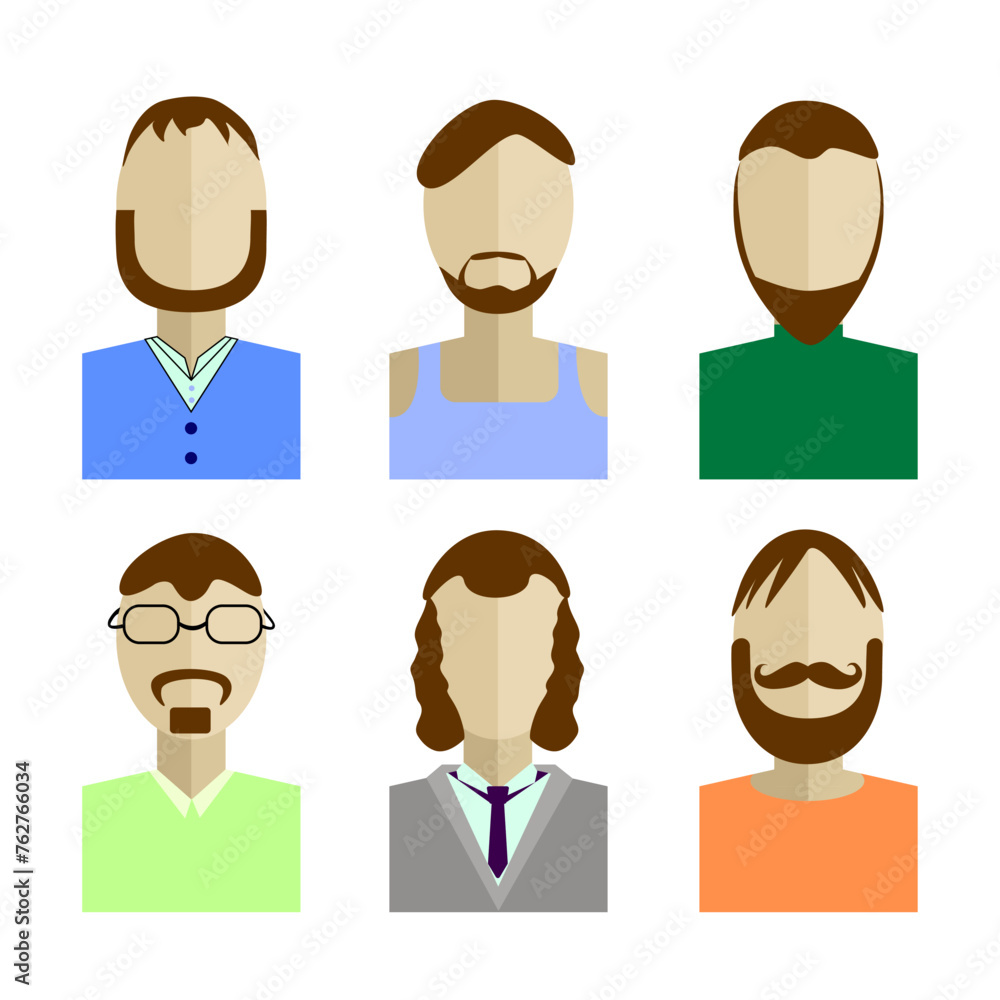 Vector illustration of men's silhouettes in flat style. different styles of life Vector illustration of men's silhouettes in flat style. different styles of life
