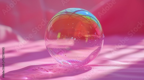 Soap Bubble on Pink Surface