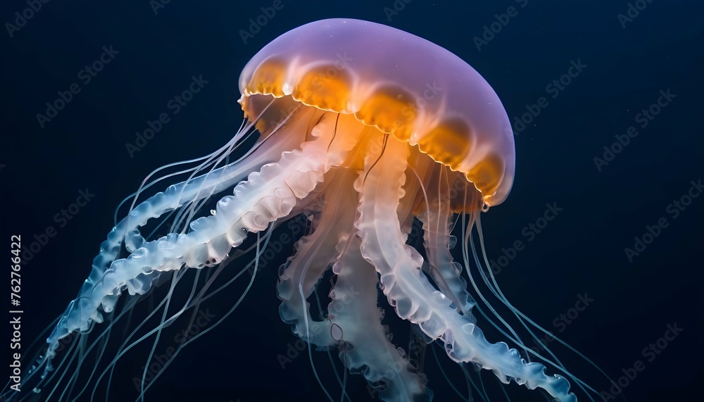 A Jellyfish With Tentacles That Shimmer With Phosp Upscaled 10