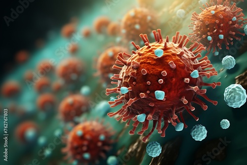 3d render of virus in abstract background. Coronavirus concept