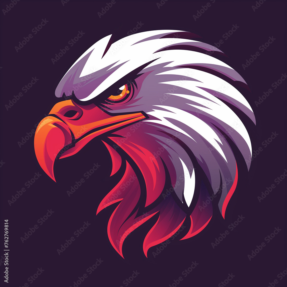 Obraz premium Powerful and captivating abstract bald eagle head mascot logo design that embodies strength and resilience. Create gaming logo with this iconic symbol.