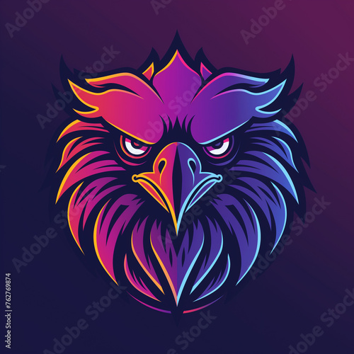 Powerful and captivating abstract bald eagle head mascot logo design that embodies strength and resilience. Create gaming logo with this iconic symbol. © logopiks