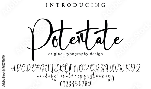 Potentate Font Stylish brush painted an uppercase vector letters, alphabet, typeface