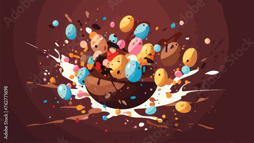 Chocolate egg bursting into pieces - Easter candy e