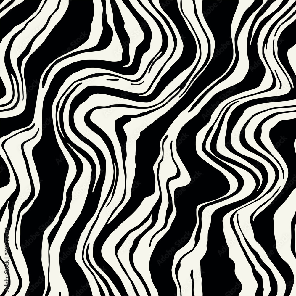 Vector seamless pattern. Abstract striped texture with bold monochrome waves. Creative background with hand drawn blots. Decorative design with distorted effect. Vector seamless pattern. Abstract striped texture with bold monochrome waves. Creative background with hand drawn blots. Decorative design with distorted effect.
