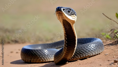A Cobra Raising Its Head To Survey Its Surrounding Upscaled