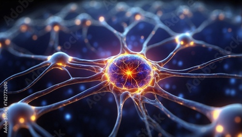 Close up active nerve cells. Human brain stimulation or activity with neurons, level of mind, intellectual achievements, possibility of people's intelligence, development of mental abilities concept, 