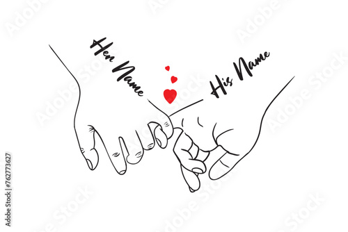 Holding Hands, Couple Hands, Stickers, Pinky Promise, Love, Valentines Day, Pinky Hold, Wedding, Customized With Names, Valentines Day, Pinky Hold