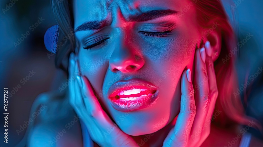 A person suffering from a severe toothache - obrazy, fototapety, plakaty 